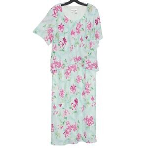 Vintage Betsys Things Floral Cottage Prairie Romantic Feminine Maxi Blue 18W